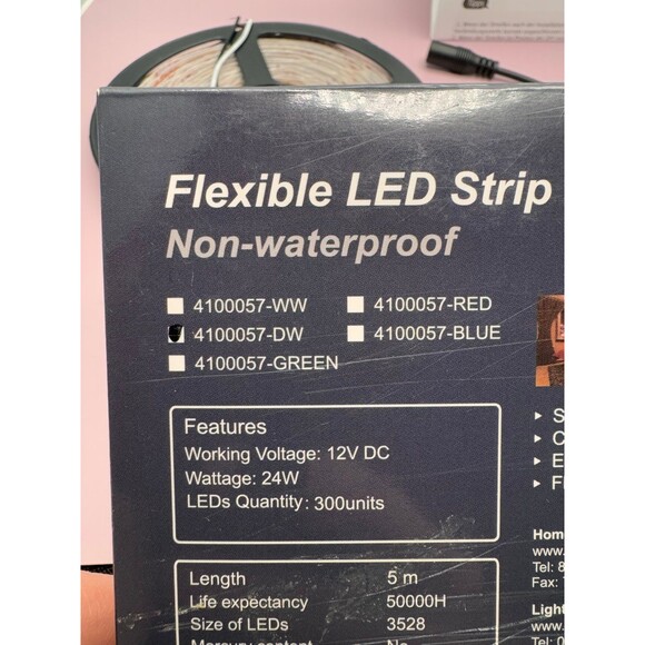 LE Daylight White LED Strip Lights 5 Meters Non - Waterproof Set of 5 NIB (Bx 2) - Picture 5 of 8